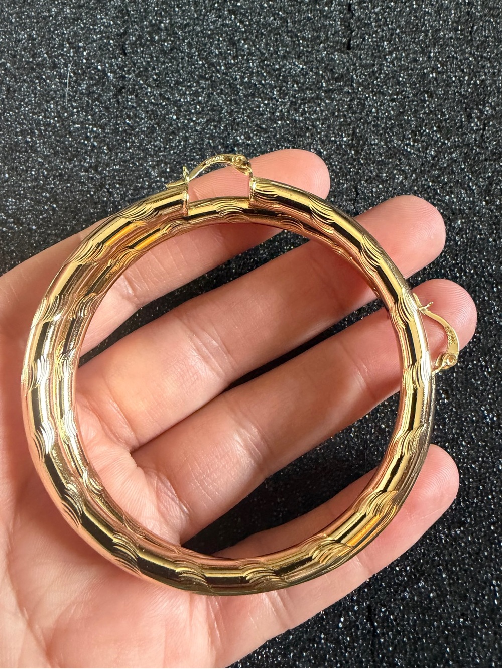 14K GP Large Hoop Earrings - Picture 3 of 8